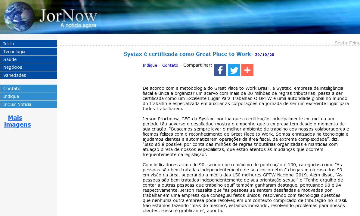 Systax é certificada como Great Place to Work