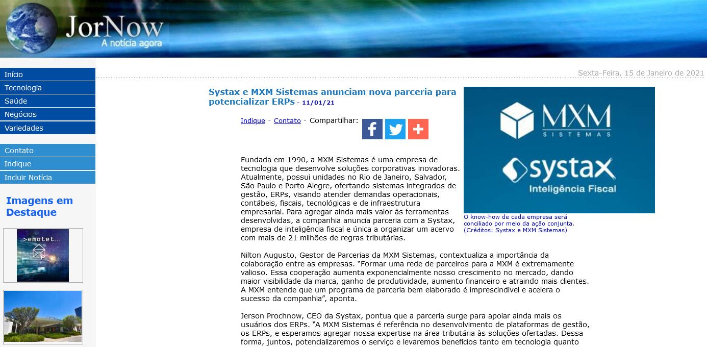 Systax e MXM Sistemas anunciam nova parceria para potencializar ERPs
