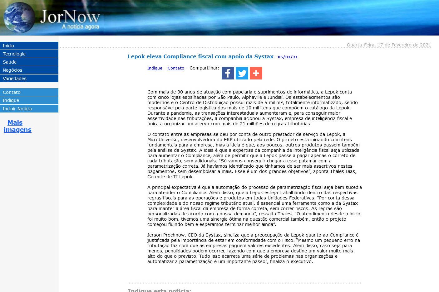 Lepok eleva Compliance fiscal com apoio da Systax
