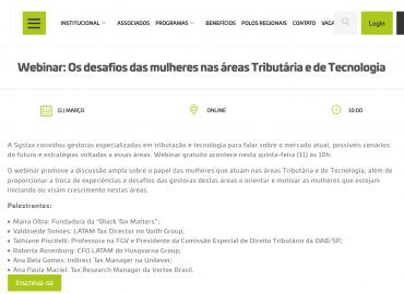 Webinar: Os desafios das mulheres nas áreas Tributária e de Tecnologia