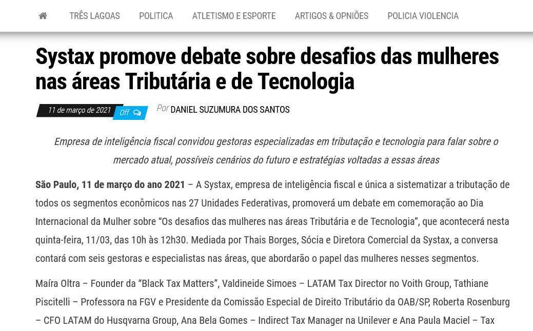 Systax promove debate sobre desafios das mulheres nas áreas Tributária e de Tecnologia