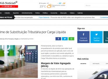 Regime de Substituição Tributária por Carga Líquida - Web Notícias 24 Horas Pompéia e Região Leia mais: https://webnoticias24hrs.com/noticia/673/regime-de-substituicao-tributaria-por-carga-liquida.html