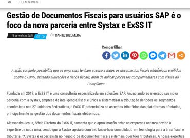 Gestão de Documentos Fiscais para usuários SAP é o foco da nova parceria entre Systax e ExSS IT