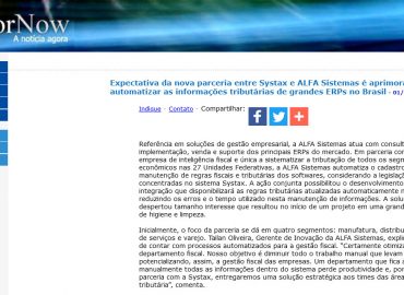Expectativa da nova parceria entre Systax e ALFA Sistemas é aprimorar e automatizar as informações tributárias de grandes ERPs no Brasil