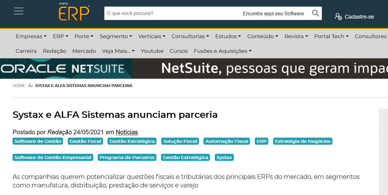 Systax e ALFA Sistemas anunciam parceria