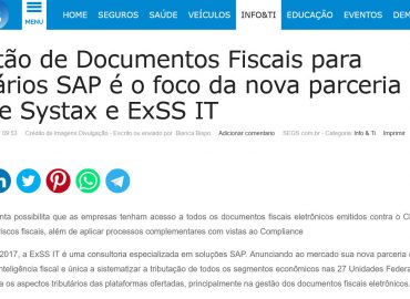 Gestão de Documentos Fiscais para usuários SAP é o foco da nova parceria entre Systax e ExSS IT