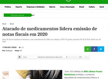 Atacado de medicamentos lidera emissão de notas fiscais em 2020