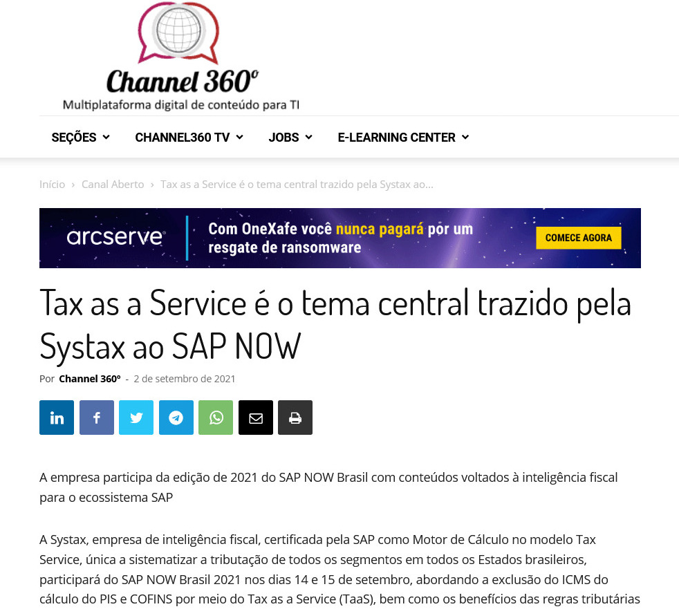 Tax as a Service é o tema central trazido pela Systax ao SAP NOW