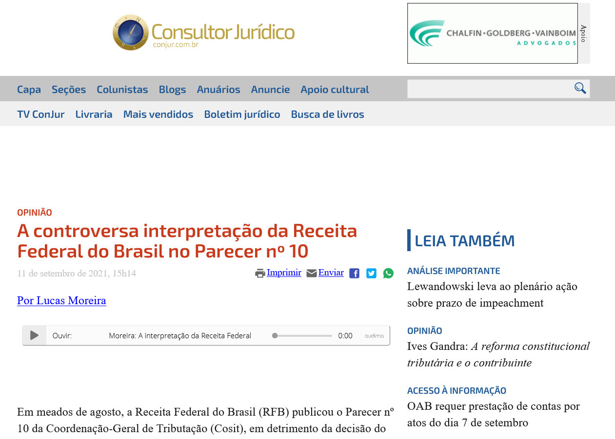 A controversa interpretação da Receita Federal do Brasil no Parecer nº 10