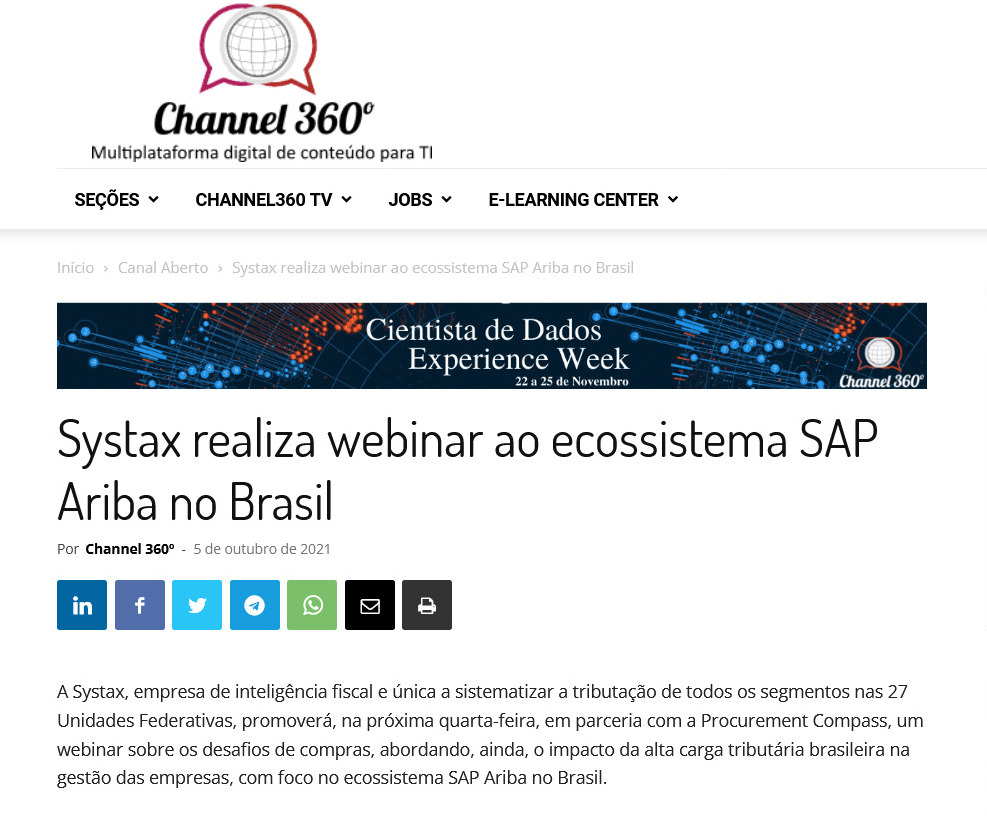 Systax realiza webinar ao ecossistema SAP Ariba no Brasil