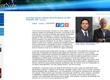 Procenge integra solução fiscal da Systax ao ERP Pirâmide 360