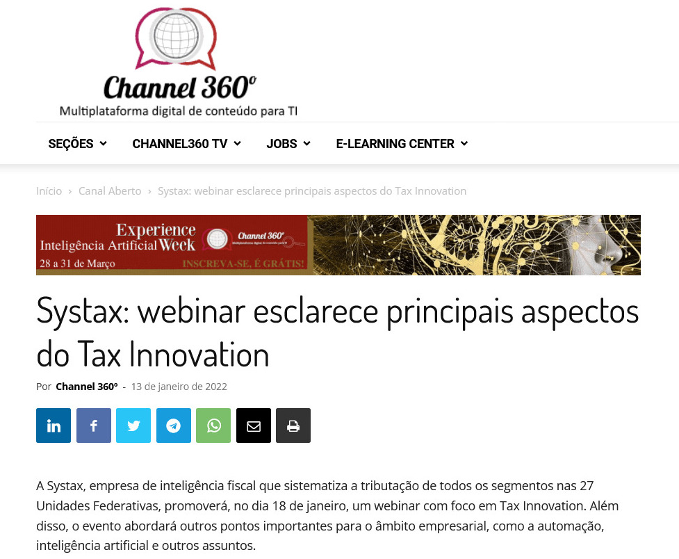 Systax: webinar esclarece principais aspectos do Tax Innovation