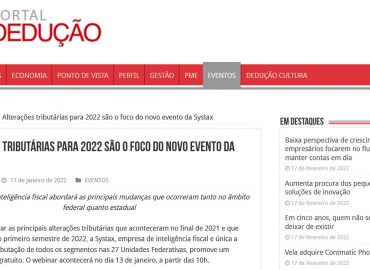 Alterações tributárias para 2022 são o foco do novo evento da Systax