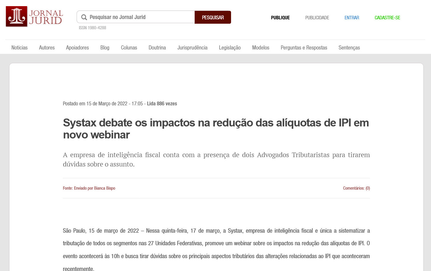 Systax debate os impactos na redução das alíquotas de IPI em novo webinar