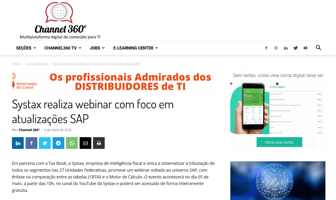 Systax realiza webinar com foco em atualizações SAP