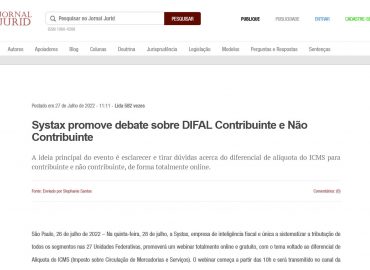 Systax promove debate sobre DIFAL Contribuinte e Não Contribuinte
