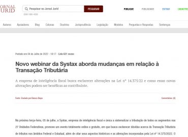 Novo webinar da Systax aborda mudanças em relação à Transação Tributária