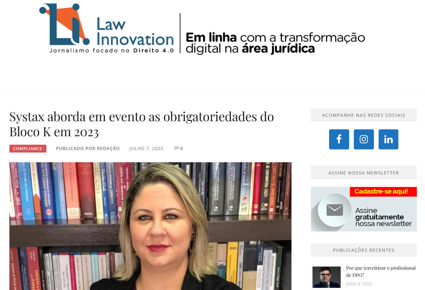 Systax aborda em evento as obrigatoriedades do Bloco K em 2023