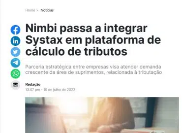 Nimbi passa a integrar Systax em plataforma de cálculo de tributos